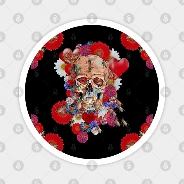 Skull Flower Power III Magnet by zuzugraphics